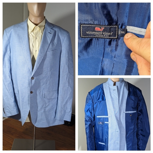 Vineyard Vines Other - Vineyard Vines Blazer Sport Coat Men's 50L Light Blue Linen & Cotton Summer Suit